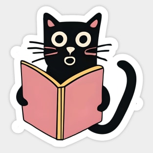 Cat reading book Sticker